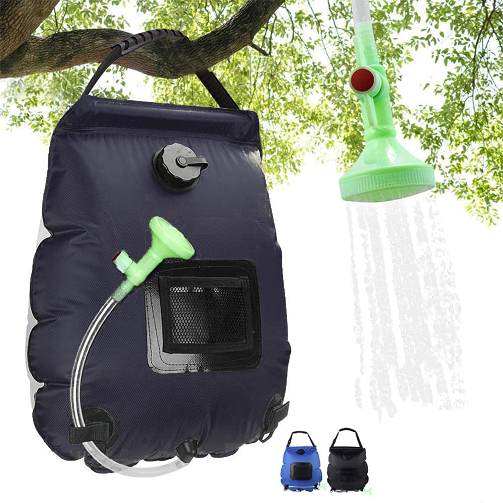 5 Gallon Solar Shower Bag - Portable 20L Camping Shower with Temperature Gauge | Outdoor Shower for Camping, Hiking, Beach & Emergency Use | Black Water Heater Bag for RV, Car Camping & Survival Gear