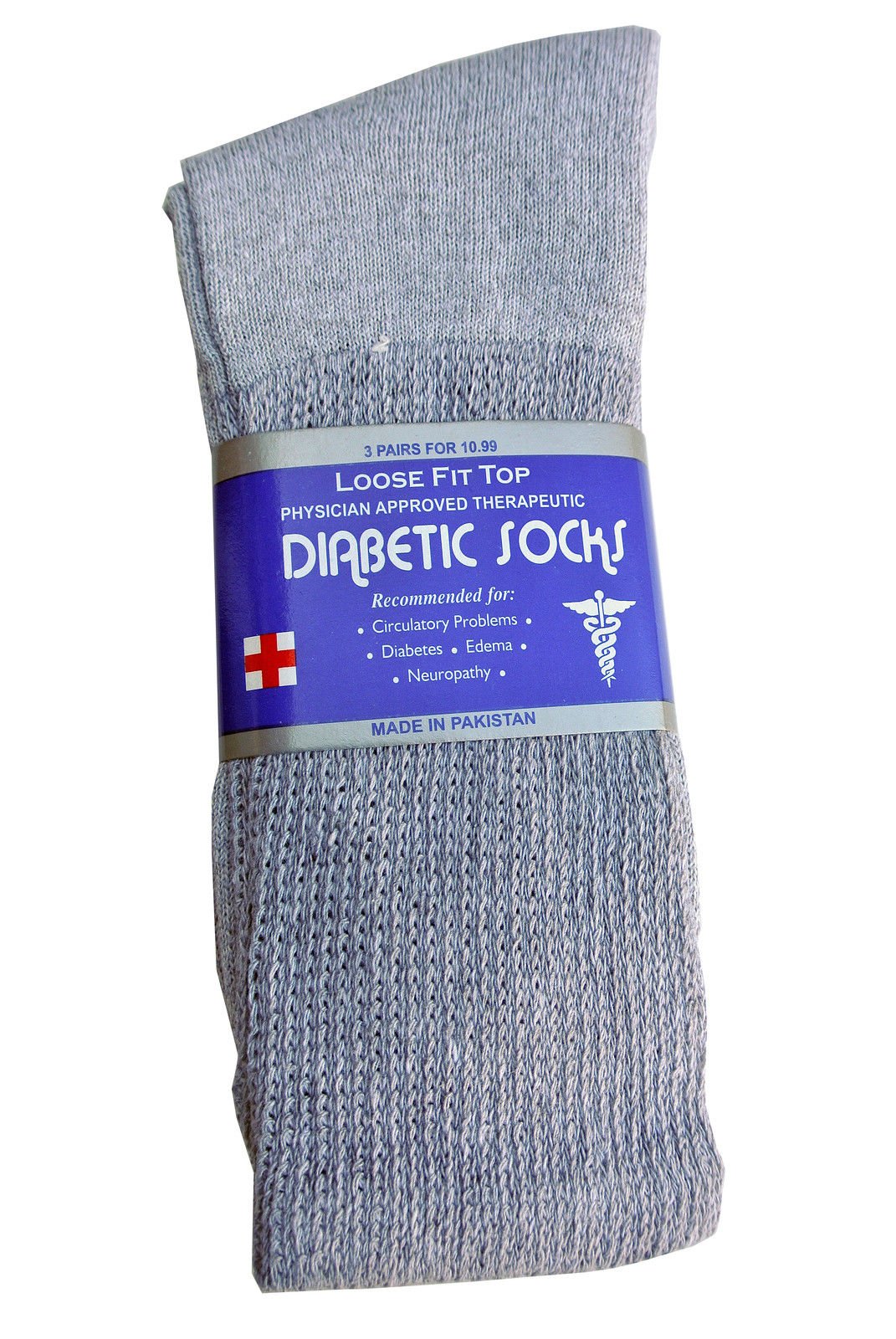 J&J Diabetic Crew Socks for Men - 3, 6, or 12 Pairs - Cotton Circulatory Health Socks - All Sizes - Ideal for Diabetes Care & Daily Comfort