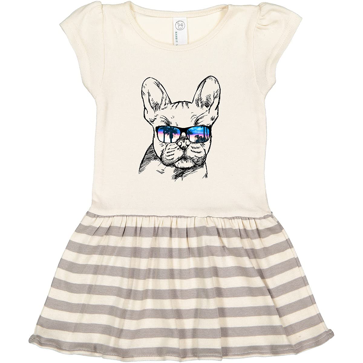 Inktastic French Bulldog Portrait with Sunglasses Toddler Dress - Cute Cartoon Animal Outfit for Girls, Baby & Kids Fashion, Perfect for Birthday Parties, Family Photos & Casual Wear
