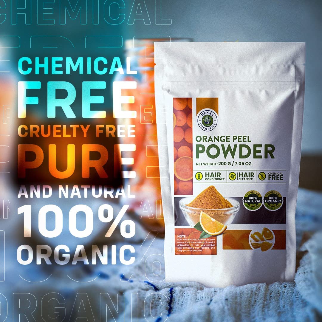 Organic Orange Peel Powder for Hair & Skin Care - 200g (7.05oz) Vitamin C Face Mask | Brightening & Exfoliating Treatment for Glowing Skin | DIY Beauty & Spa Day Essential