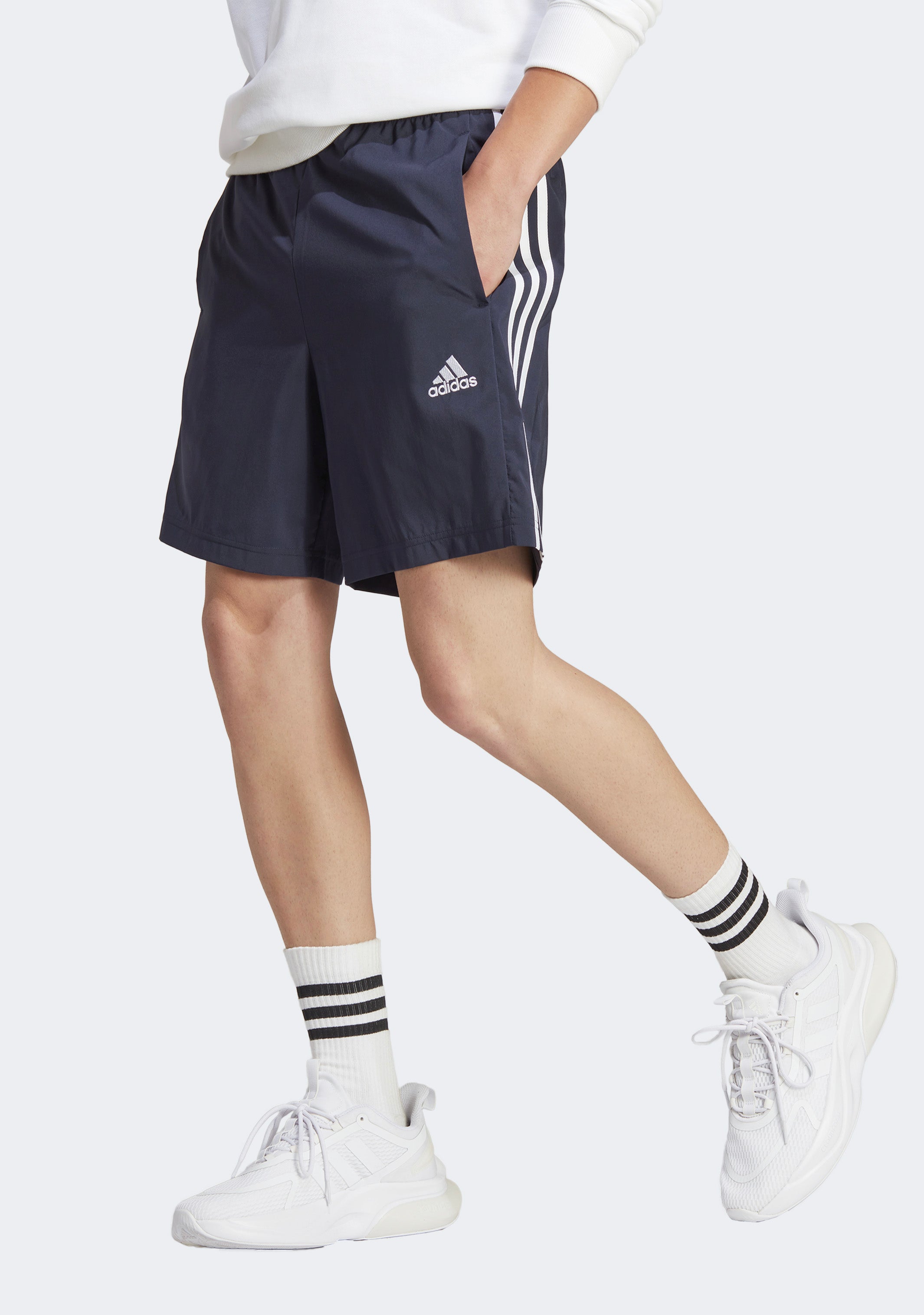 Adidas Men's AEROREADY Essentials 3-Stripes Athletic Shorts - Navy Blue Quick-Dry Comfort for Running, Gym & Casual Wear