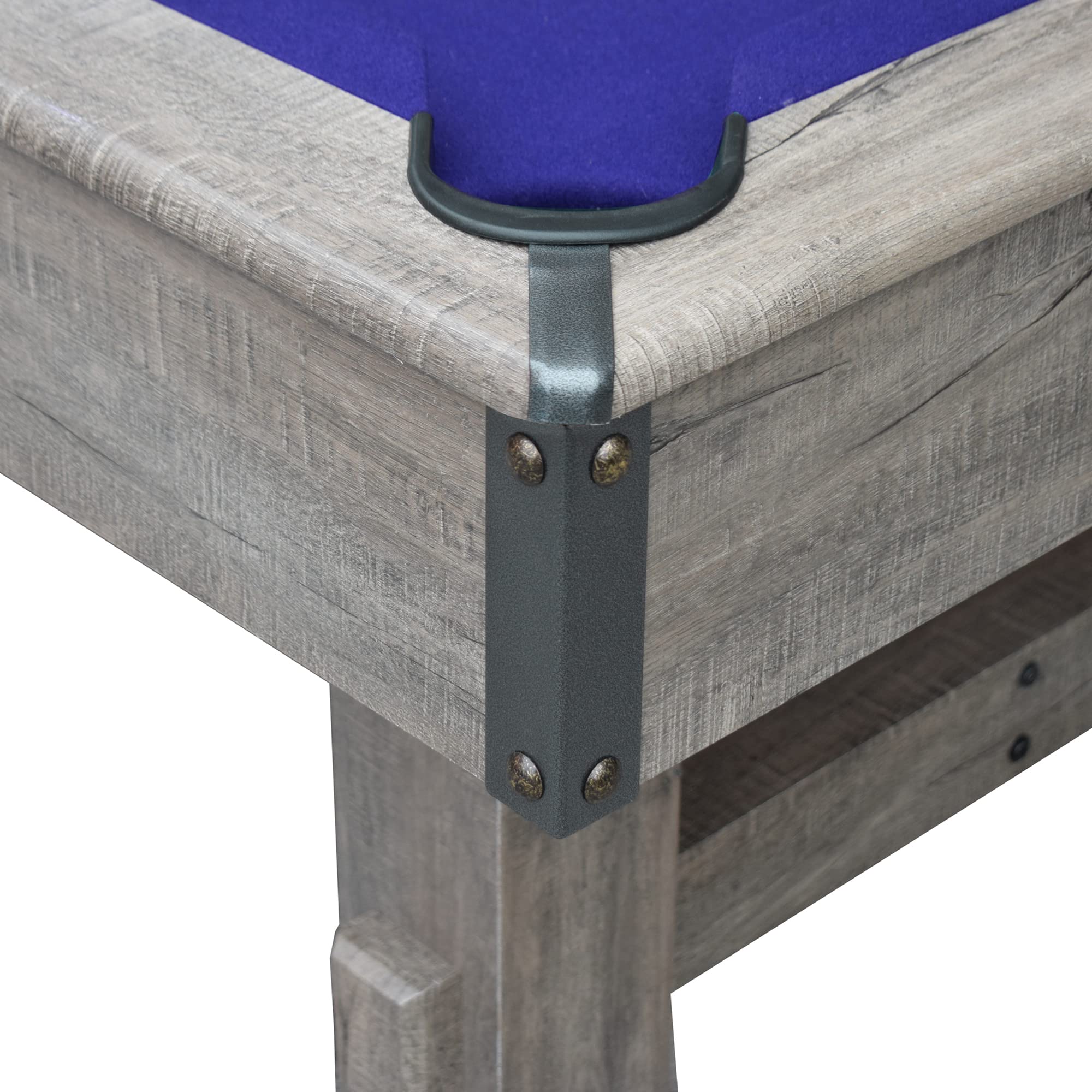 Hathaway Logan 7-Foot Pool Table Combo Set with Benches - Rustic Gray with Blue Felt, Barnwood Style for Game Rooms and Man Caves