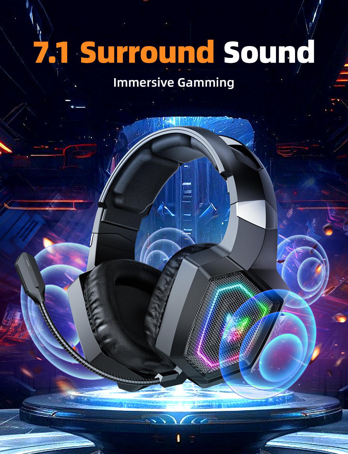 ONIKUMA GT806 Wireless Gaming Headset with Microphone - Bluetooth 2.4G/3.5mm Wired Dual Mode, Lightweight Over-Ear Headphones for PC, PS4, Xbox, Nintendo Switch - Perfect for Esports, Streaming & Online Gaming