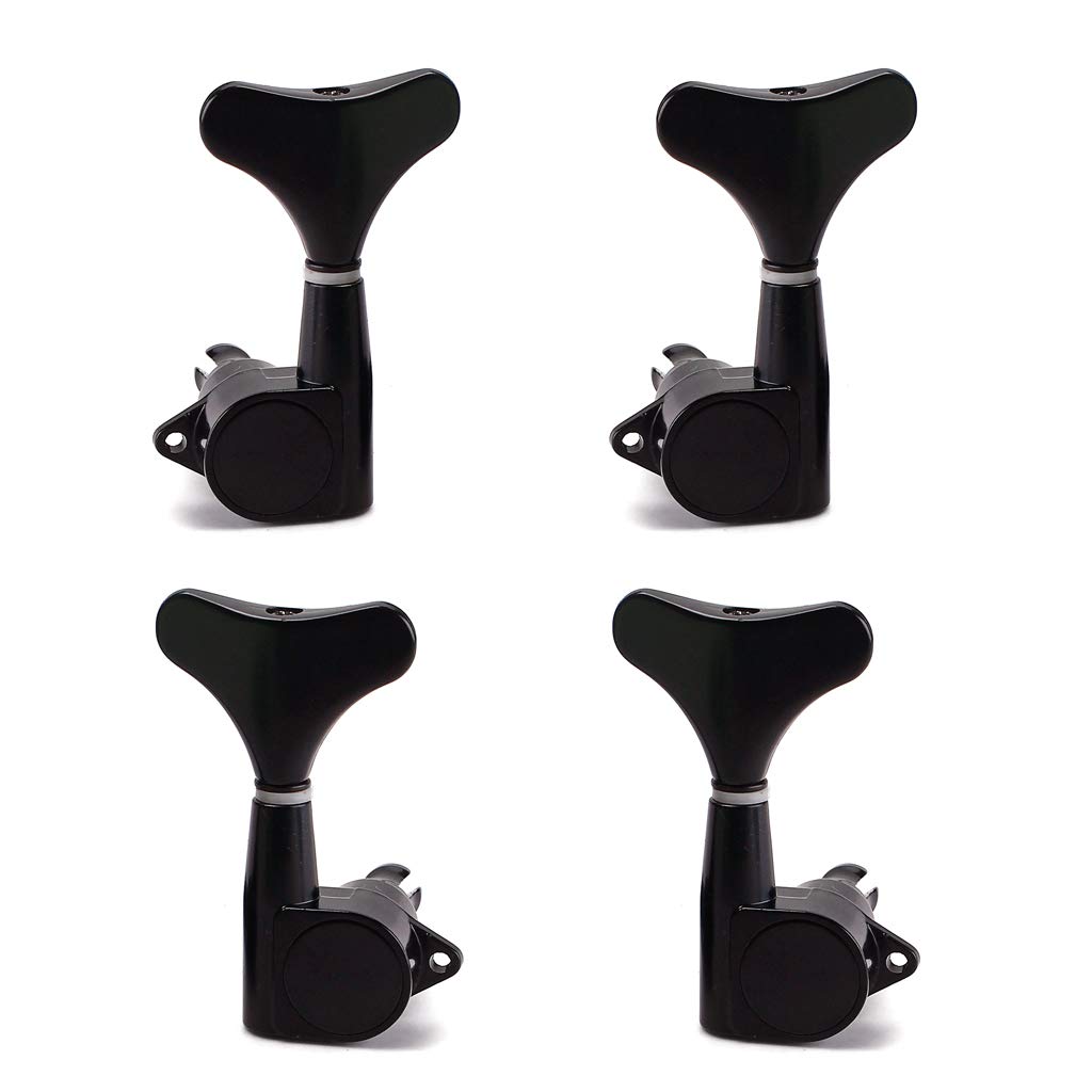 Premium 4PCS Black Sealed 1:19 Bass Guitar Tuning Pegs - 2L + 2R Handed Tuners for 4-String Bass Guitars | Perfect for Professional Musicians & Home Practice Sessions