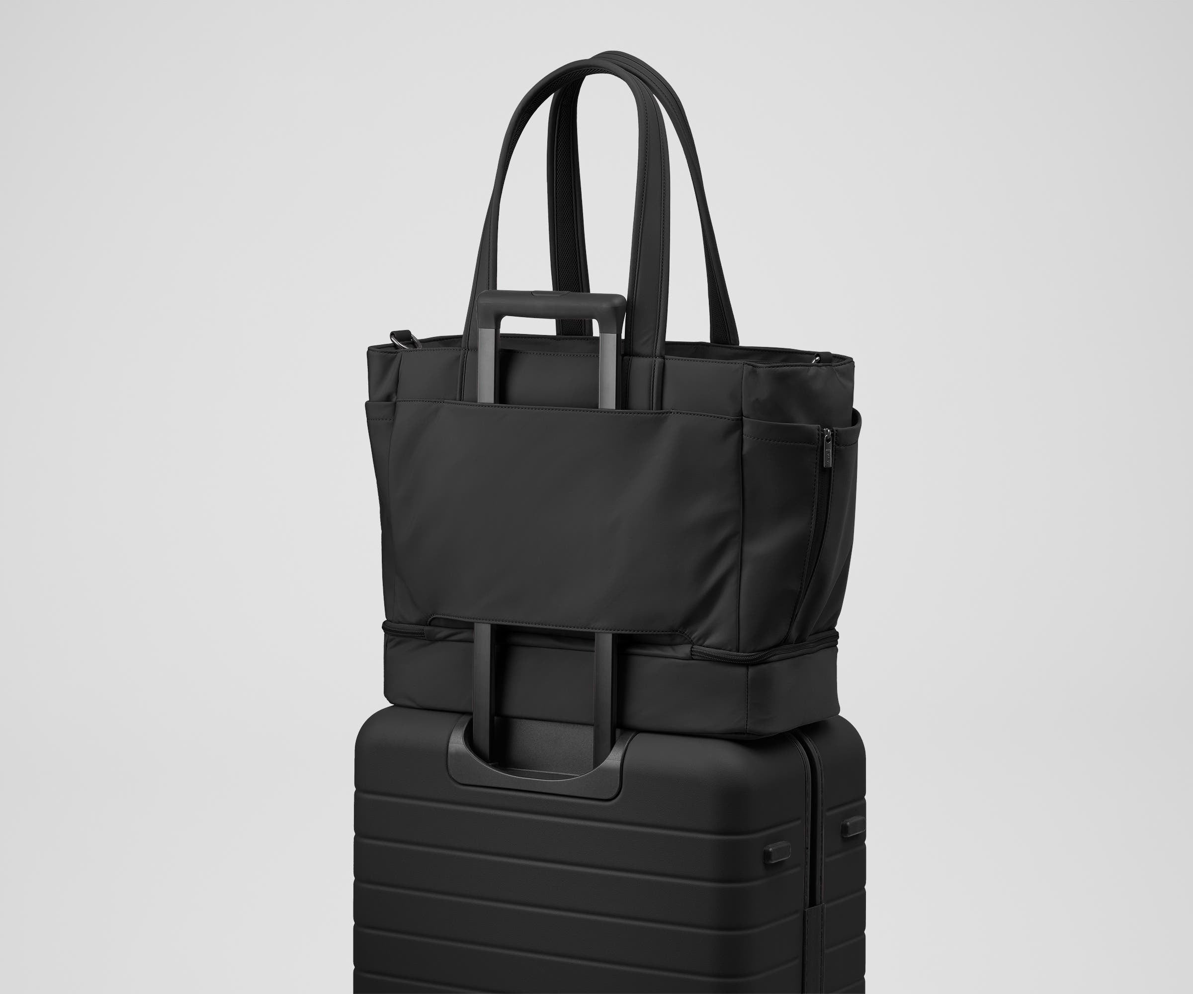 Jet Black Double Diaper Tote Bag - Large Waterproof Baby Essentials Organizer for Moms - Perfect for Daycare, Travel & On-the-Go Parenting