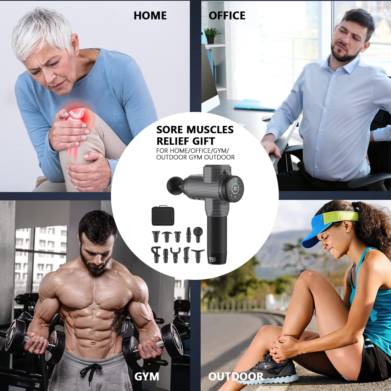 ORIbox Deep Tissue Massage Gun - Portable Muscle Massager for Back, Neck & Shoulder Pain Relief - M01 Carbon Black - Perfect for Athletes, Gym Recovery & Home Use