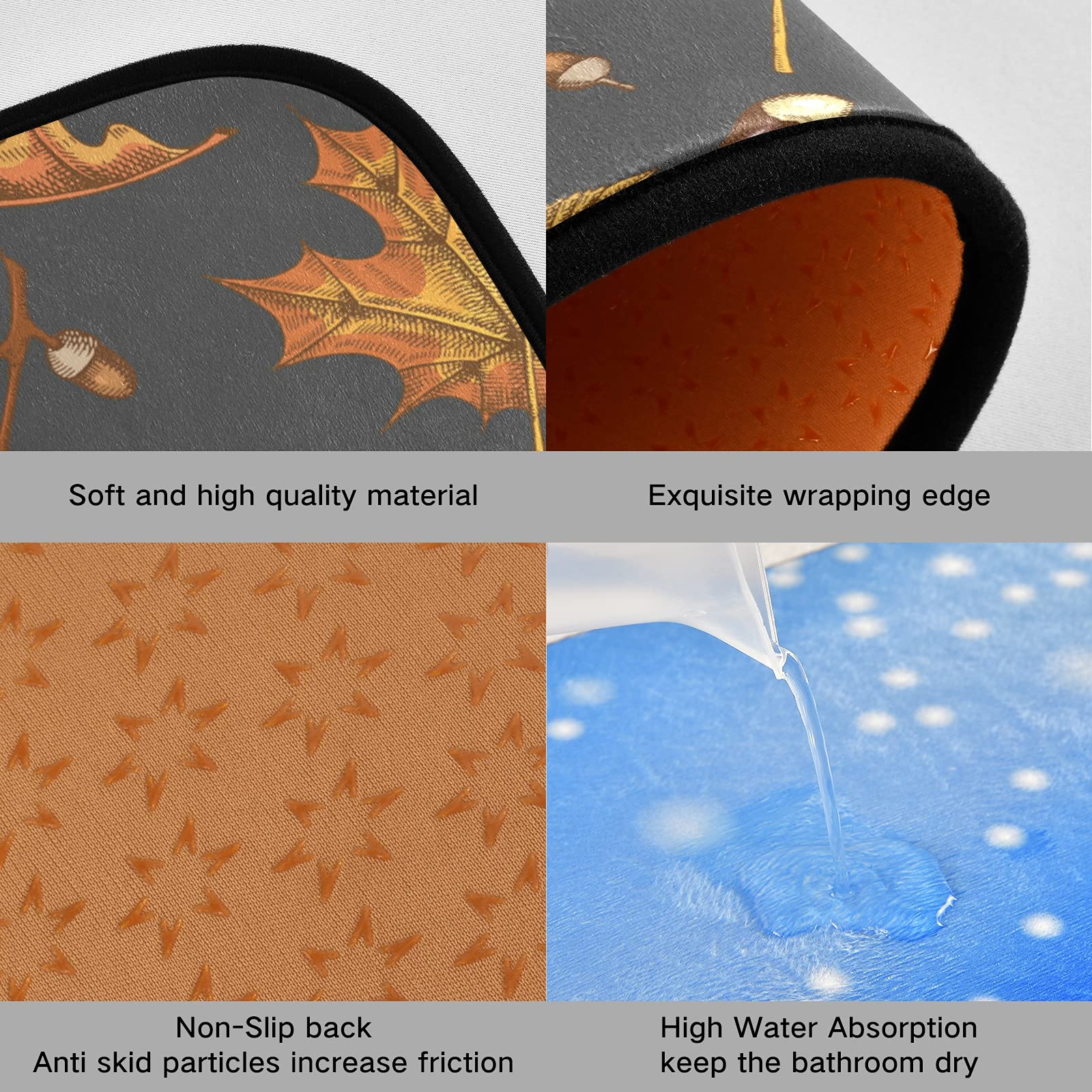 Emelivor Anti-Fatigue Kitchen Mat Set of 2 - Non-Slip Cushioned Memory Foam Rug for Fall/Autumn - Heavy Duty Farmhouse Style Mats for Kitchen, Laundry & Entryway - Perfect for Standing Comfort While Cooking & Cleaning