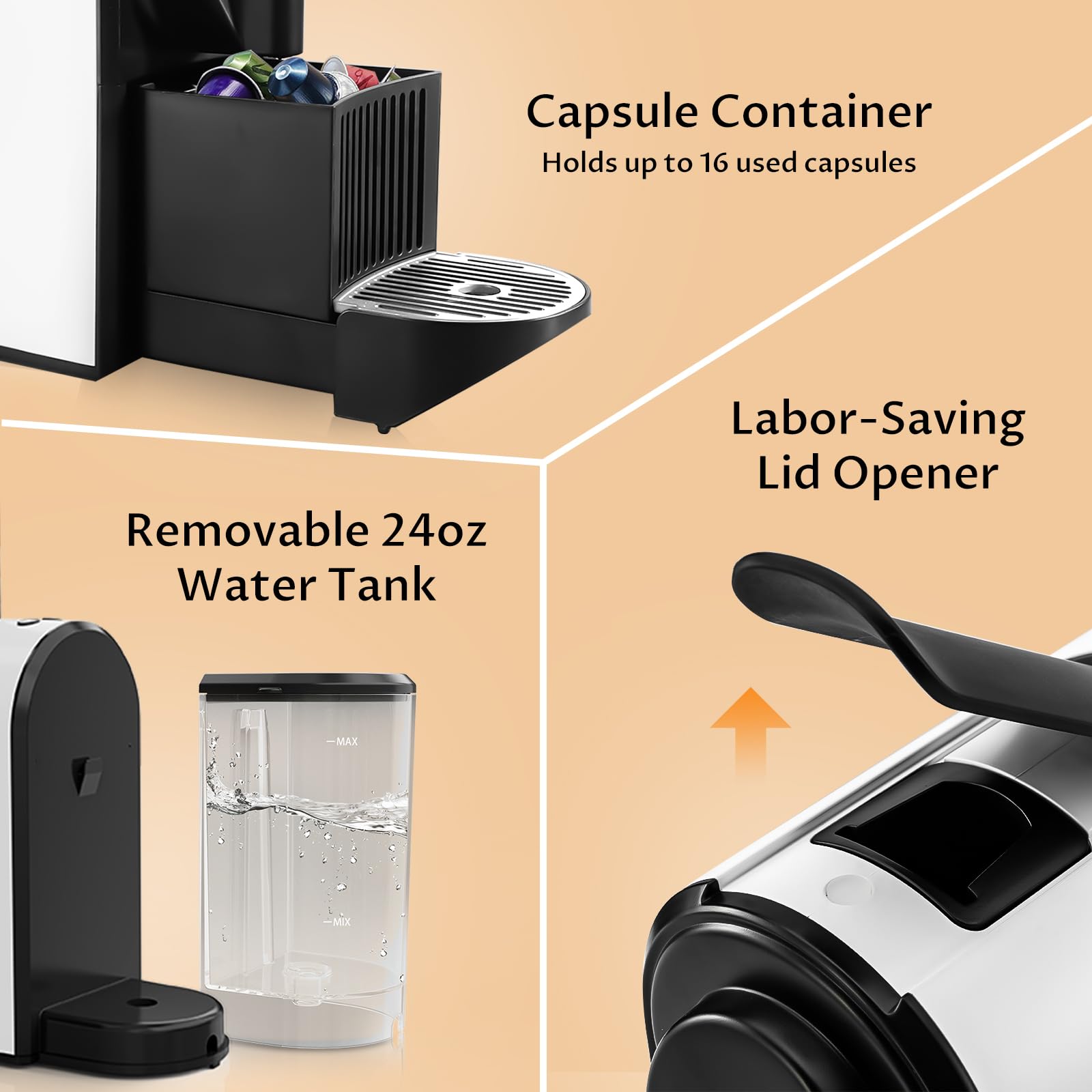 CHULUX Bafè-Pro Mini Espresso Machine for Nespresso Original Capsules - 20 Bar Pressure Single Serve Coffee Maker with Silver Drip Tray - Perfect for Home, Office & Small Spaces - Makes Rich Espresso & Lungo Coffee