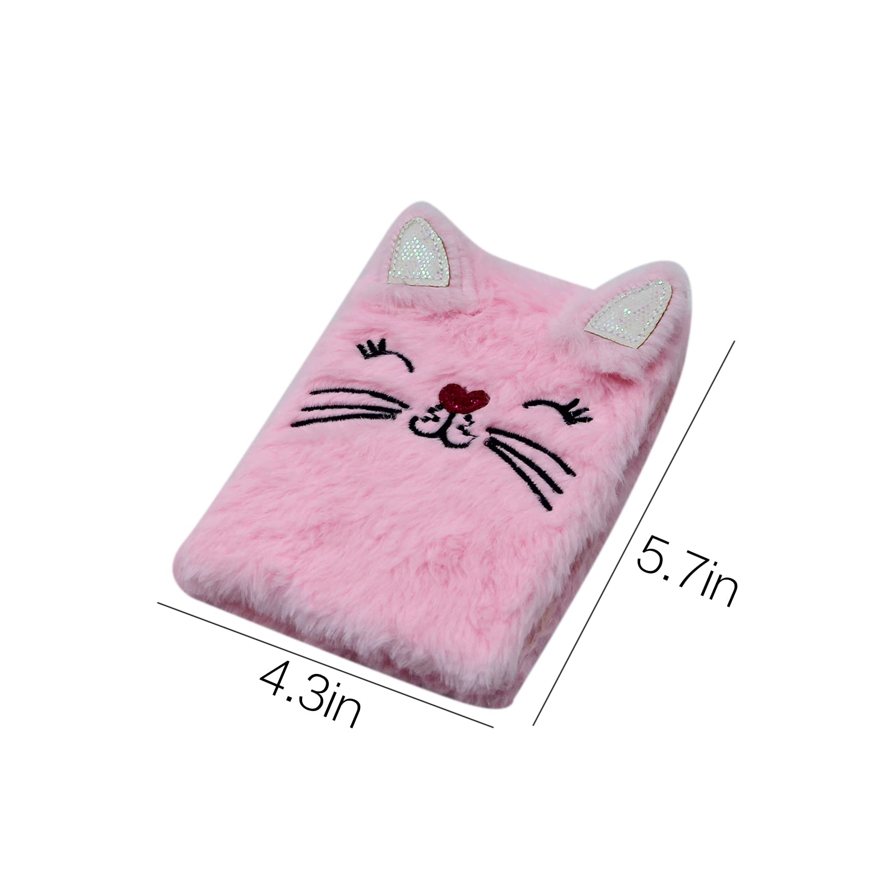 Cute Cat Plush Notebook for Kids, Girls, Women & Teens - A6 Ruled 160-Page Fuzzy Journal Writing Pad - Perfect for School, Diary Keeping & Gift Giving