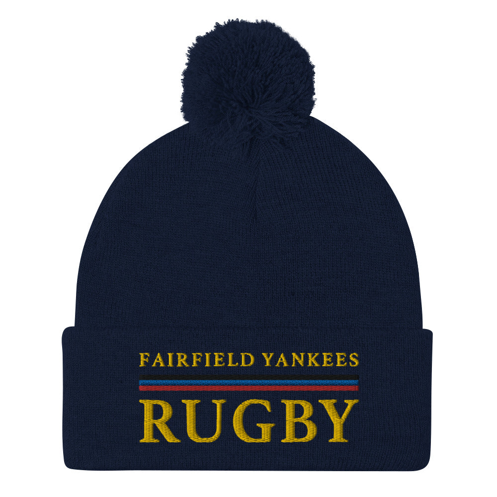 Fairfield Yankees RFC Pom Beanie - Winter Knit Hat for Men & Women - Cozy & Warm Team Logo Beanie for Football Fans - Perfect for Cold Weather, Outdoor Sports & Game Day