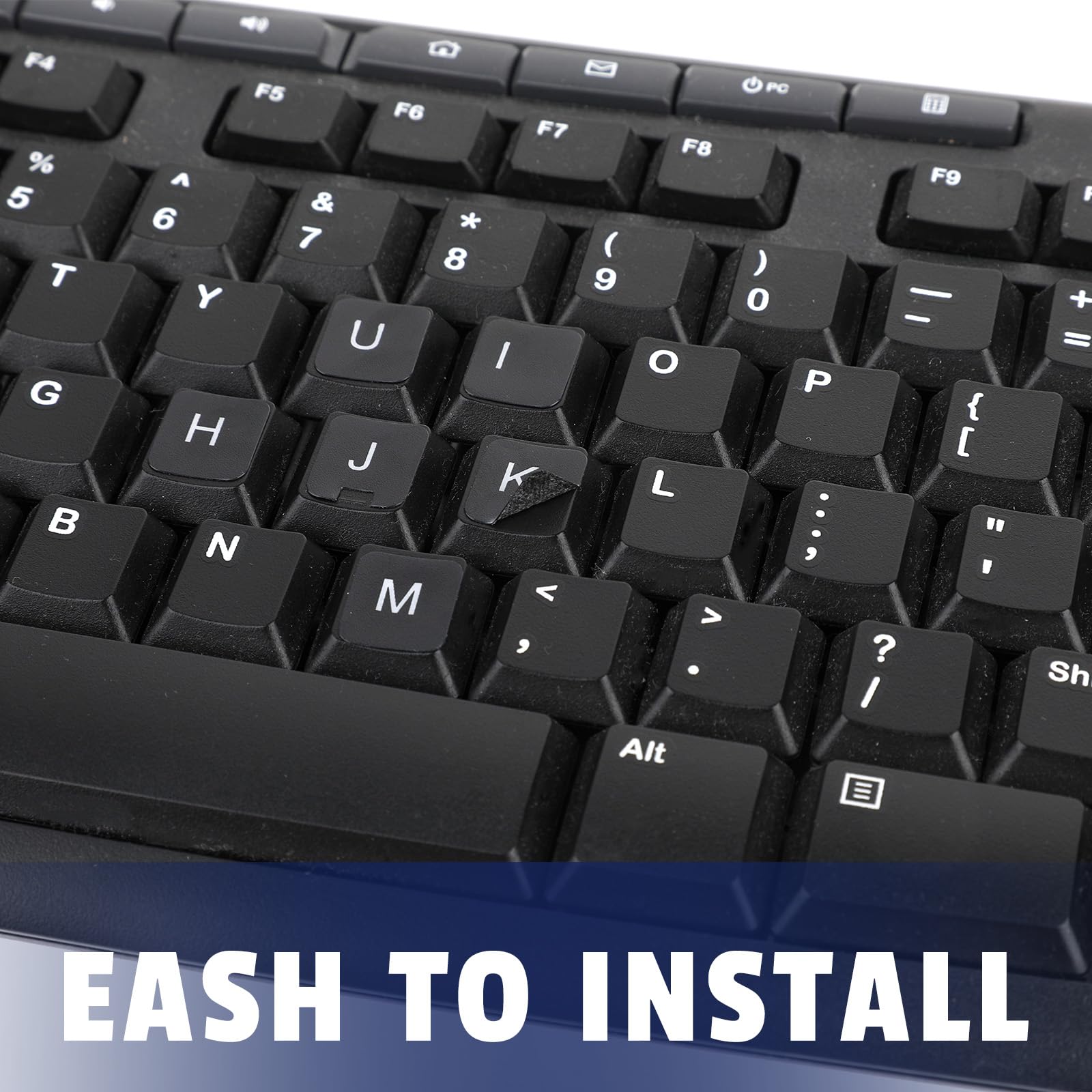 4-Pack Universal English Keyboard Stickers - Matte Black with White Letters for Laptop, Desktop & Computer | Durable Keyboard Letter Replacement Stickers for Typing, Coding & Office Work