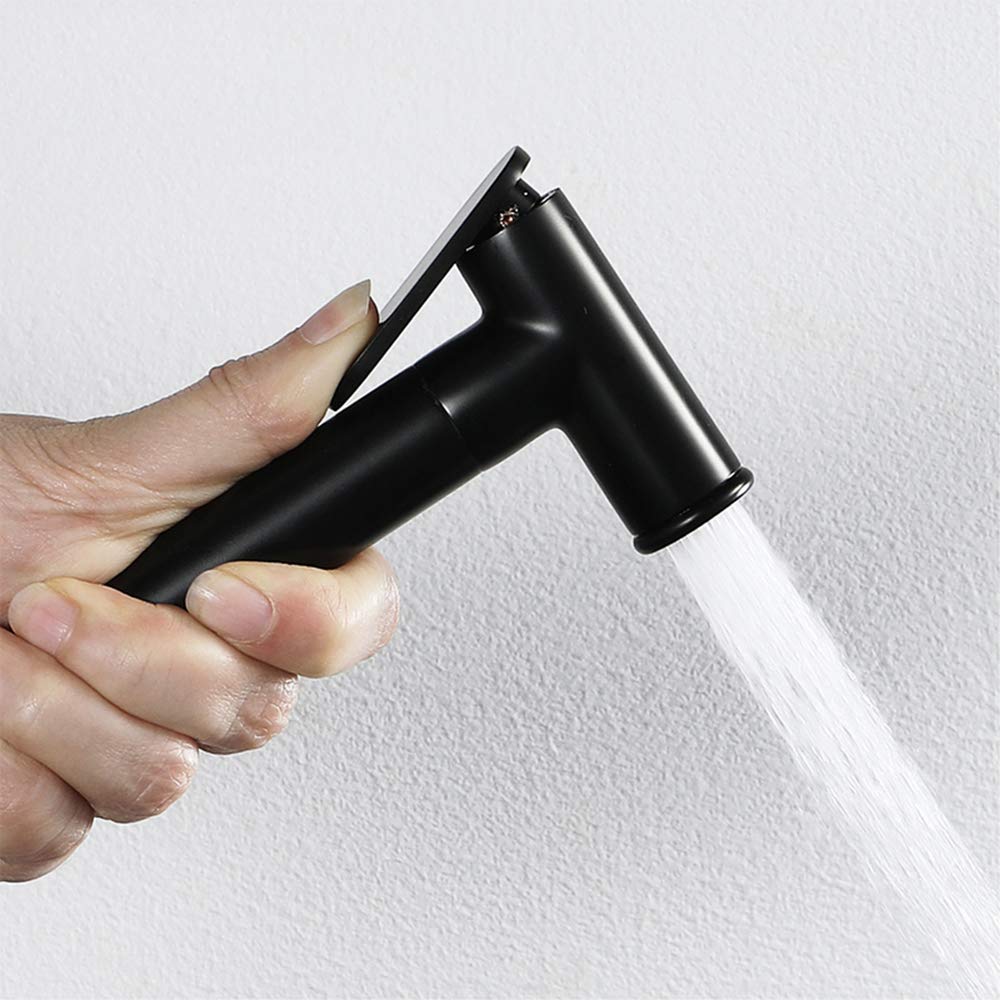 Black Brass Wall Mounted Bidet Sprayer Kit with Single Handle Cold Water Pressure Washer - MAXTED Toilet Bidet Accessory for Bathroom Hygiene & Personal Cleaning (Ideal for Modern Bathrooms, RVs & Tiny Homes)