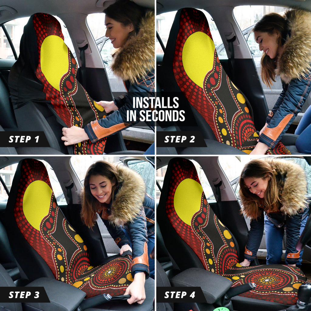 Authentic Australian Indigenous Dot Art Car Seat Covers - Premium 2-Piece Set for Cars & SUVs | Stylish Protection for Seats | Perfect for Road Trips & Daily Commutes