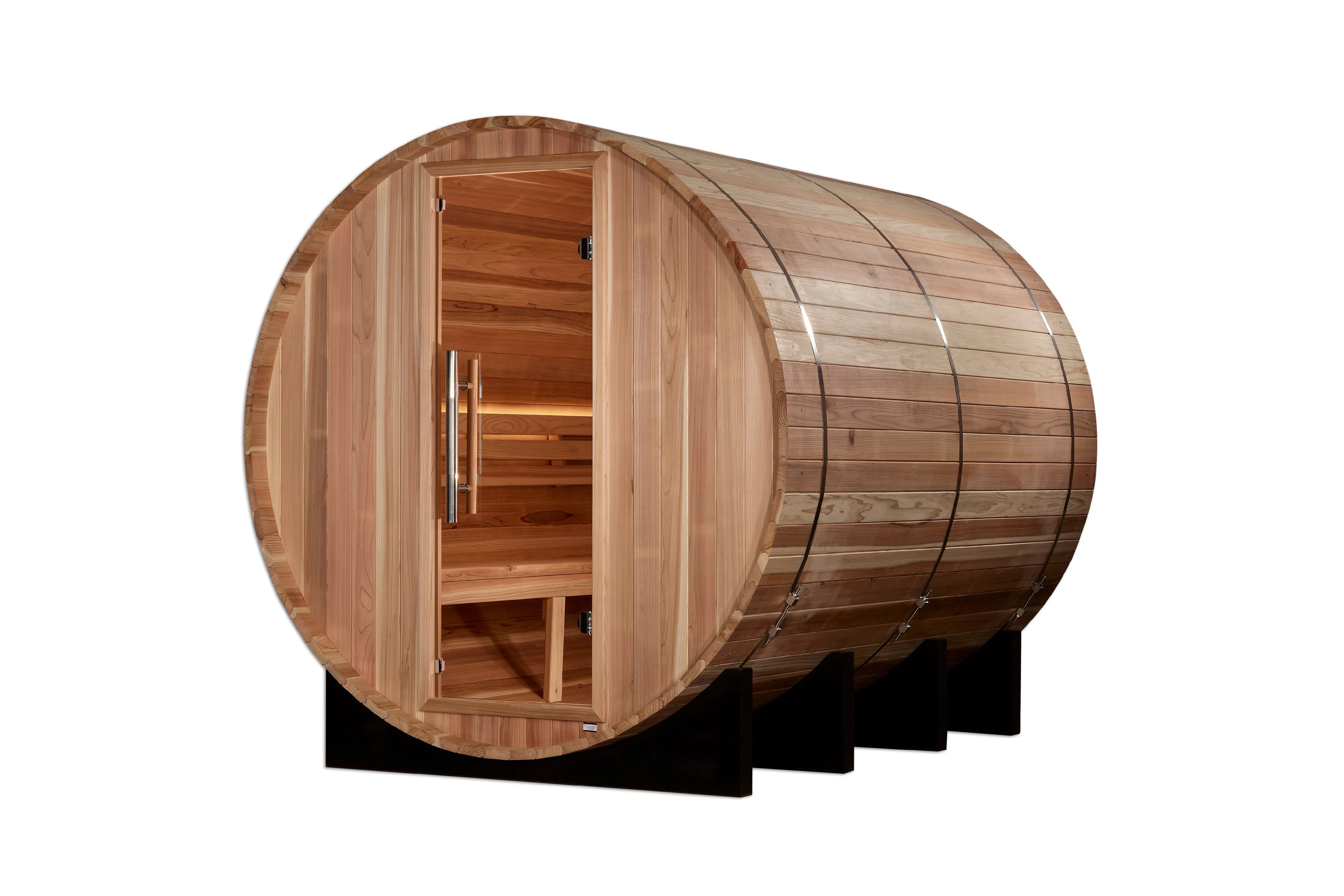 Golden Designs Klosters 6-Person Traditional Barrel Sauna - Outdoor Wooden Sauna for Home, Backyard & Spa Relaxation