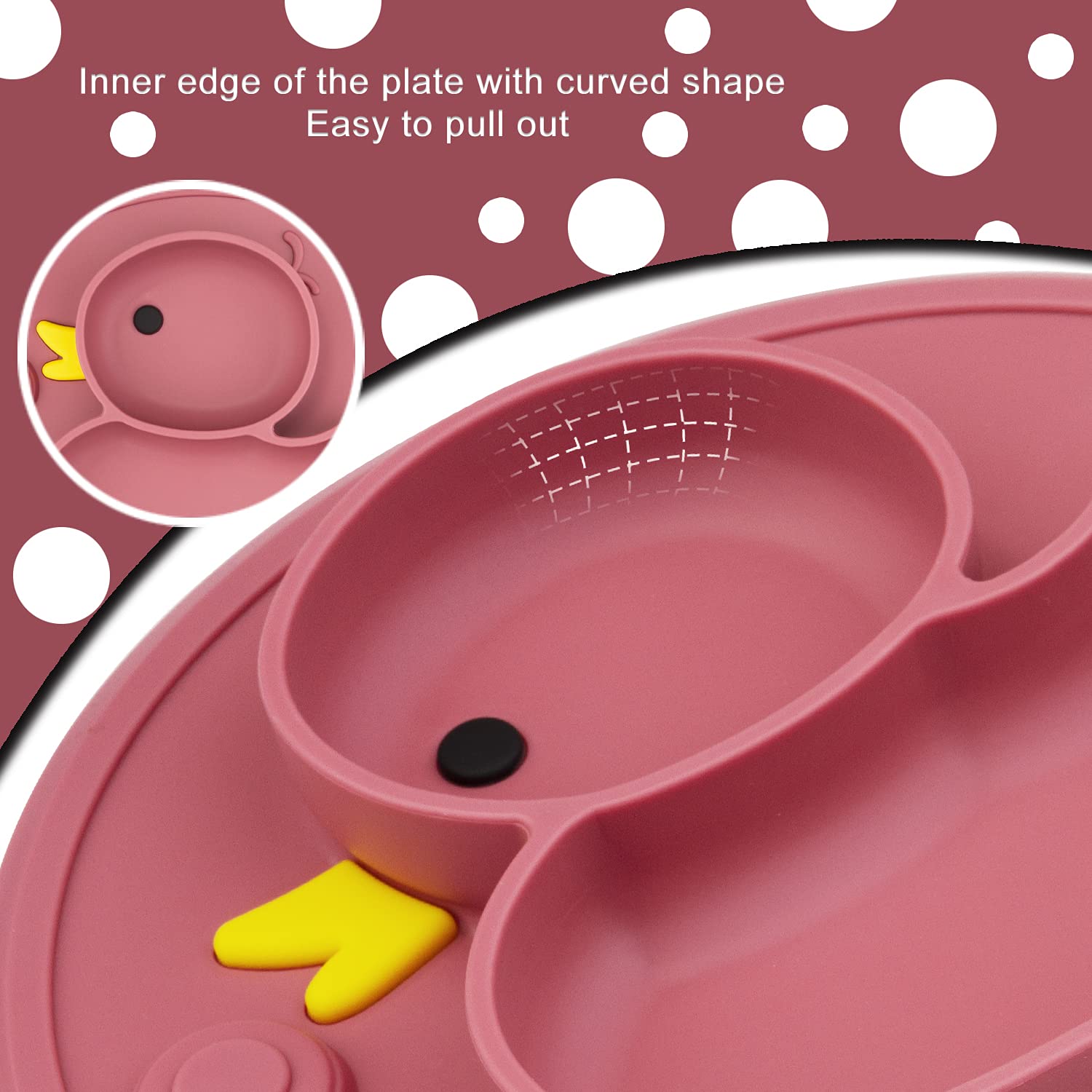 Qshare Toddler Plate - BPA-Free Silicone Suction Plate for Babies & Kids, 9x6x1.4 Inch, Dishwasher & Microwave Safe - Perfect for High Chairs, Travel & Mess-Free Mealtime