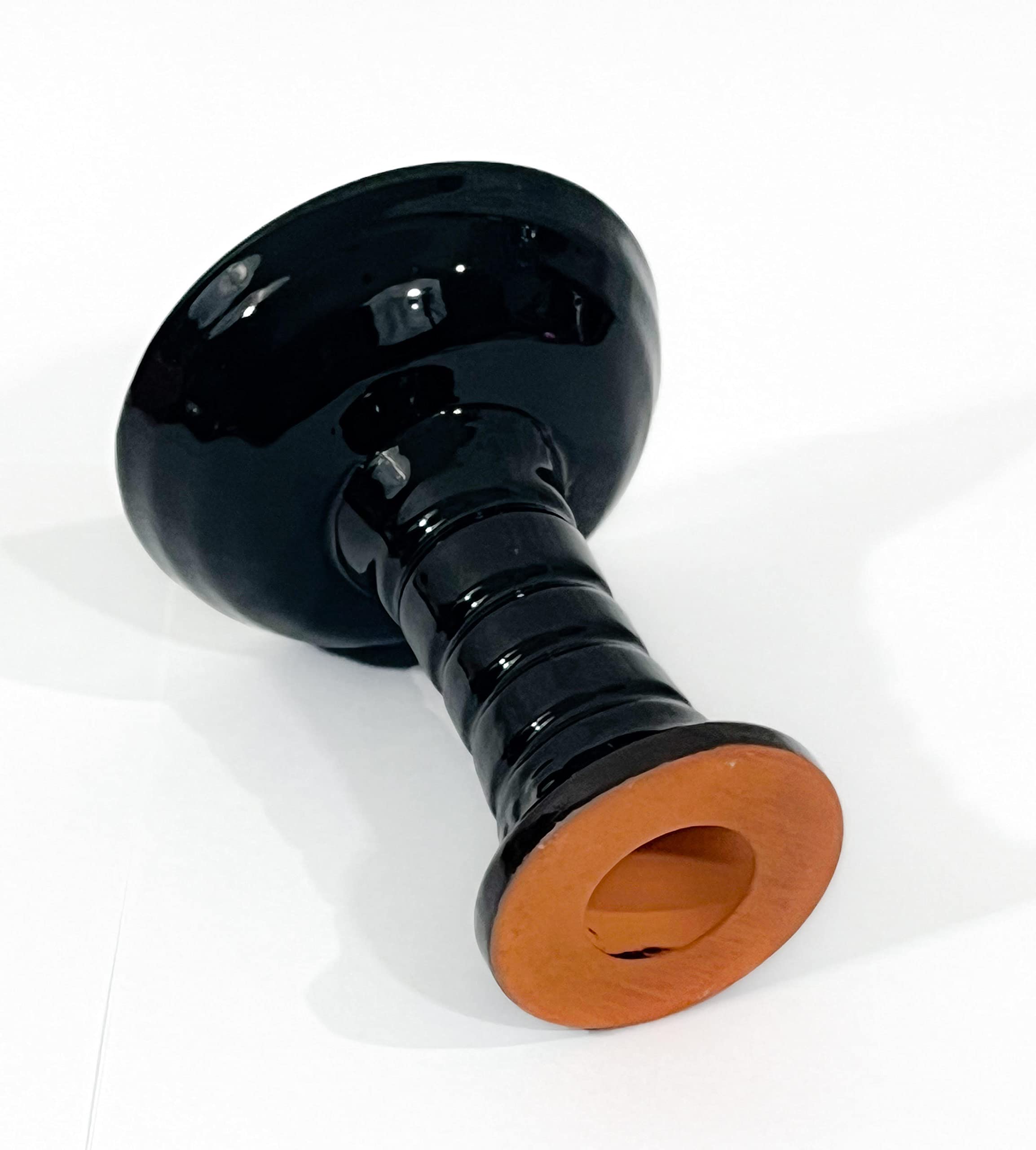 Premium 4-Inch Glazed Clay Phunnel Hookah Bowl - Durable Funnel Shisha Accessory for Smooth Smoking (Black) - Perfect for Home Use, Parties & Hookah Lounges