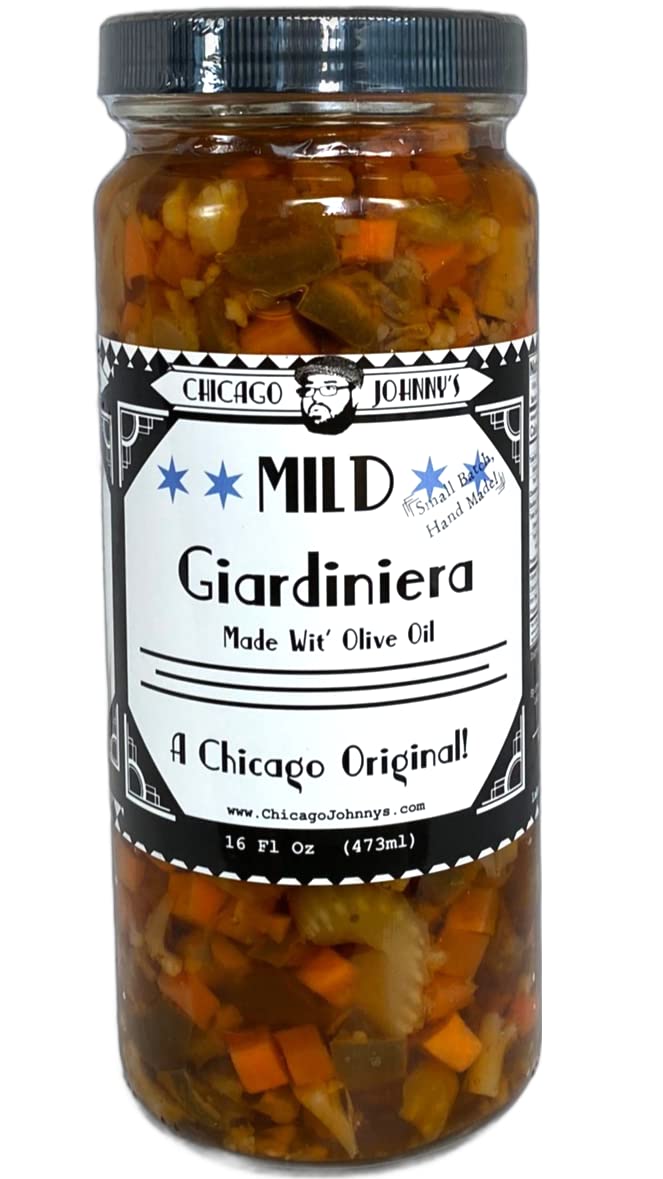 Gourmet Mild Giardiniera - Handcrafted Italian Pickled Vegetables in Premium Olive Oil | Perfect for Sandwiches, Salads & Charcuterie Boards