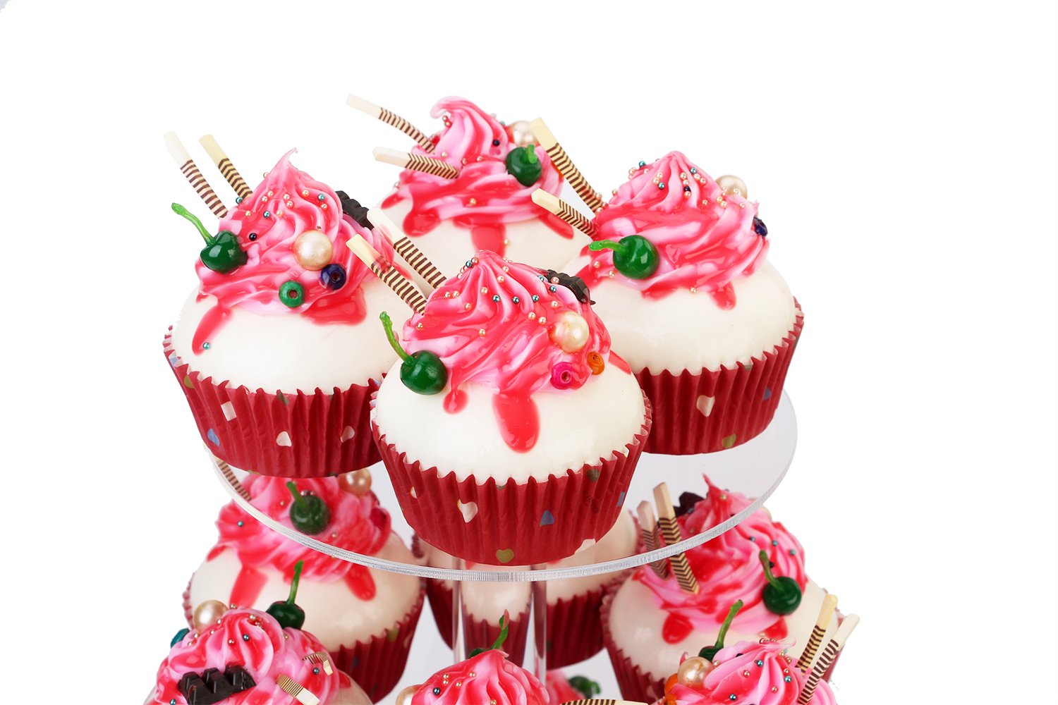 YestBuy 4-Tier Acrylic Cupcake Stand - Premium Clear Display Tower Holds 38 Cupcakes - Perfect for Wedding, Birthday Party & Pastry Showcase - Durable Cupcake Holder for Bakeries & Events