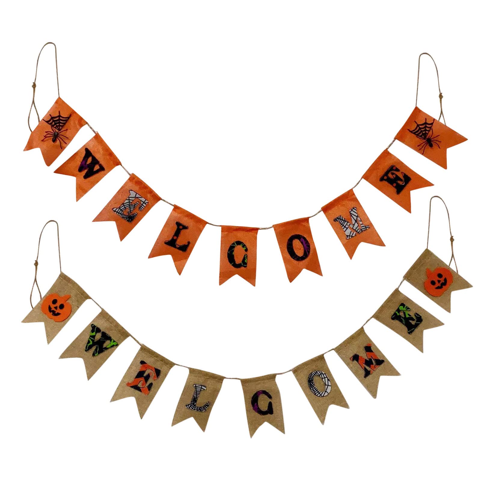 Glowing Halloween Pull Flag Burlap Banner - Spooky Party Decorations for Adults, Tiki Bar & Home Hanging Pendant | Perfect for Halloween Parties, Haunted House Decor & Outdoor Gatherings