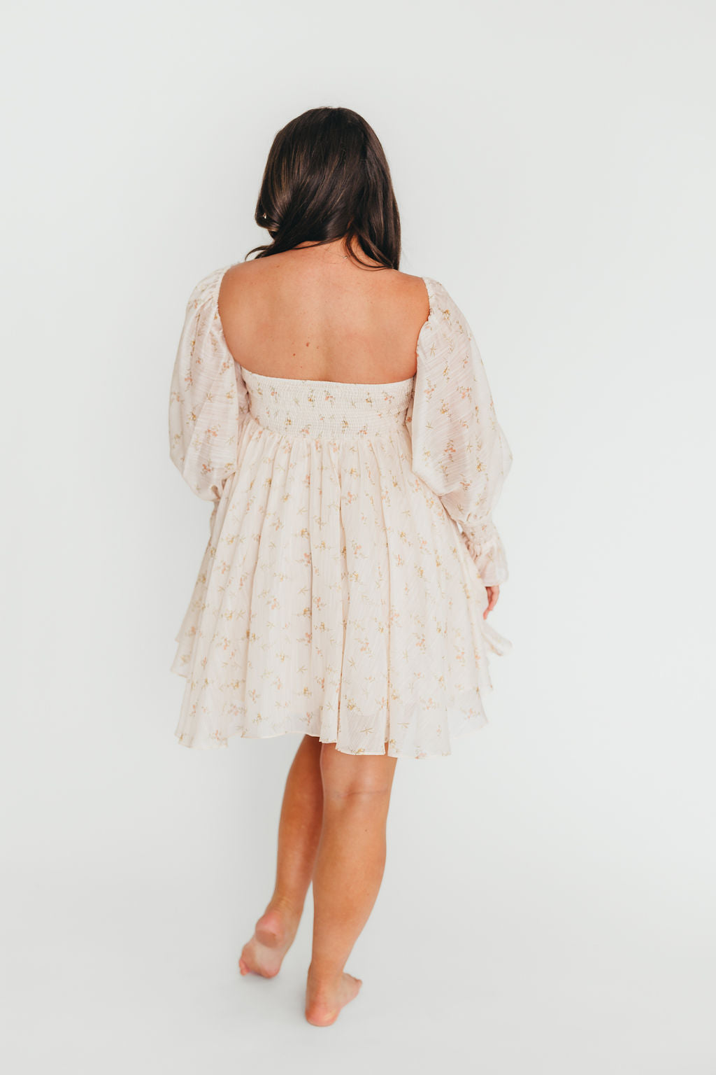 Kennedy Floral Mini Maternity Dress in Cream - Bump Friendly Summer Dress for Pregnancy, Baby Shower & Photoshoot