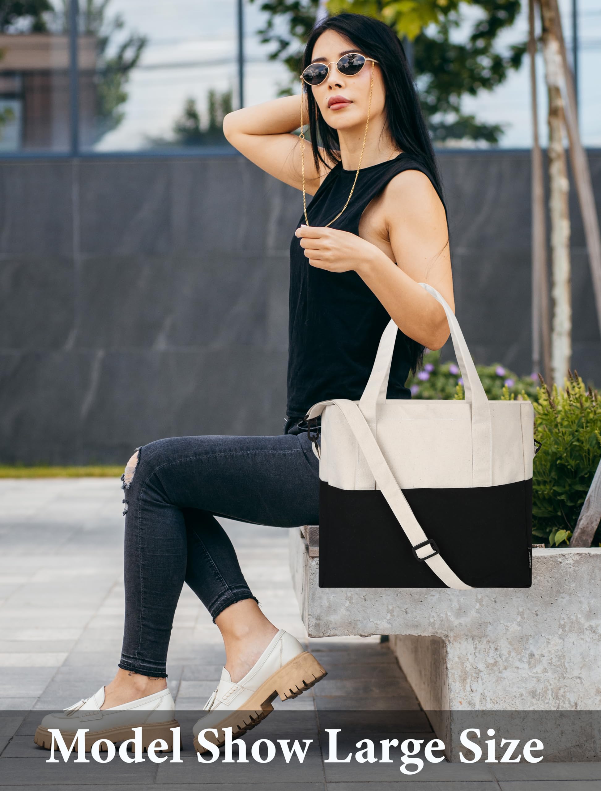 RAK DESIGNS Women's Canvas Tote Bag - Stylish Shoulder Bag & Handbag for Travel, Work, Shopping, Office, College, Beach | Durable & Spacious for Everyday Use, Commuting & Weekend Outings