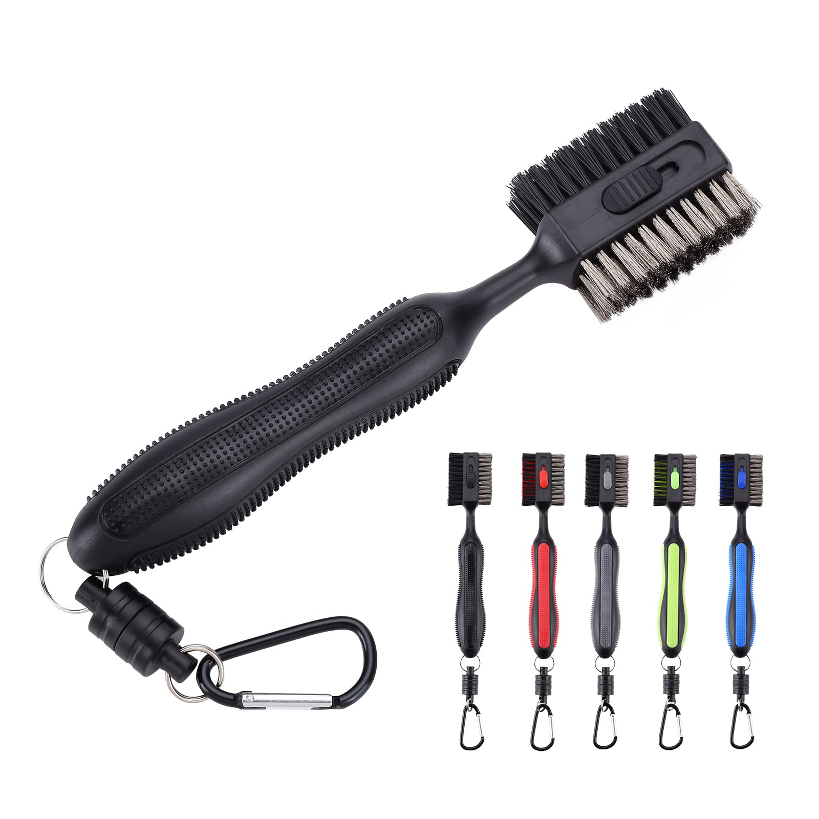 Premium Golf Club Brush & Groove Cleaner with Retractable Sharp Pick - Ergonomic Rubber & Plastic Grip - Perfect for On-Course Cleaning & Club Maintenance