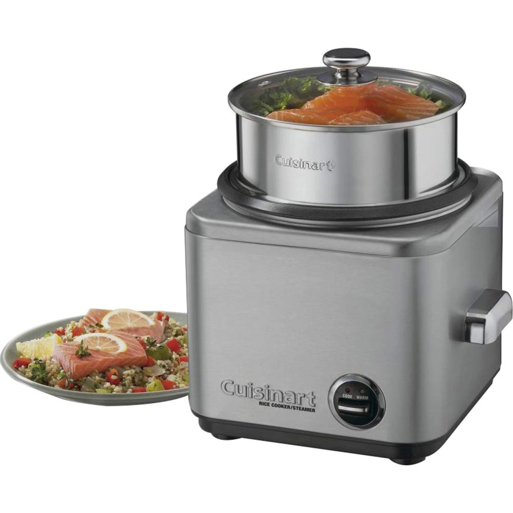 Cuisinart CRC-800P1 8-Cup Stainless Steel Rice Cooker and Steamer with Measuring Cup - Perfect for Cooking Rice, Steaming Vegetables & Meal Prep - Includes 1 Year CPS Enhanced Protection Plan