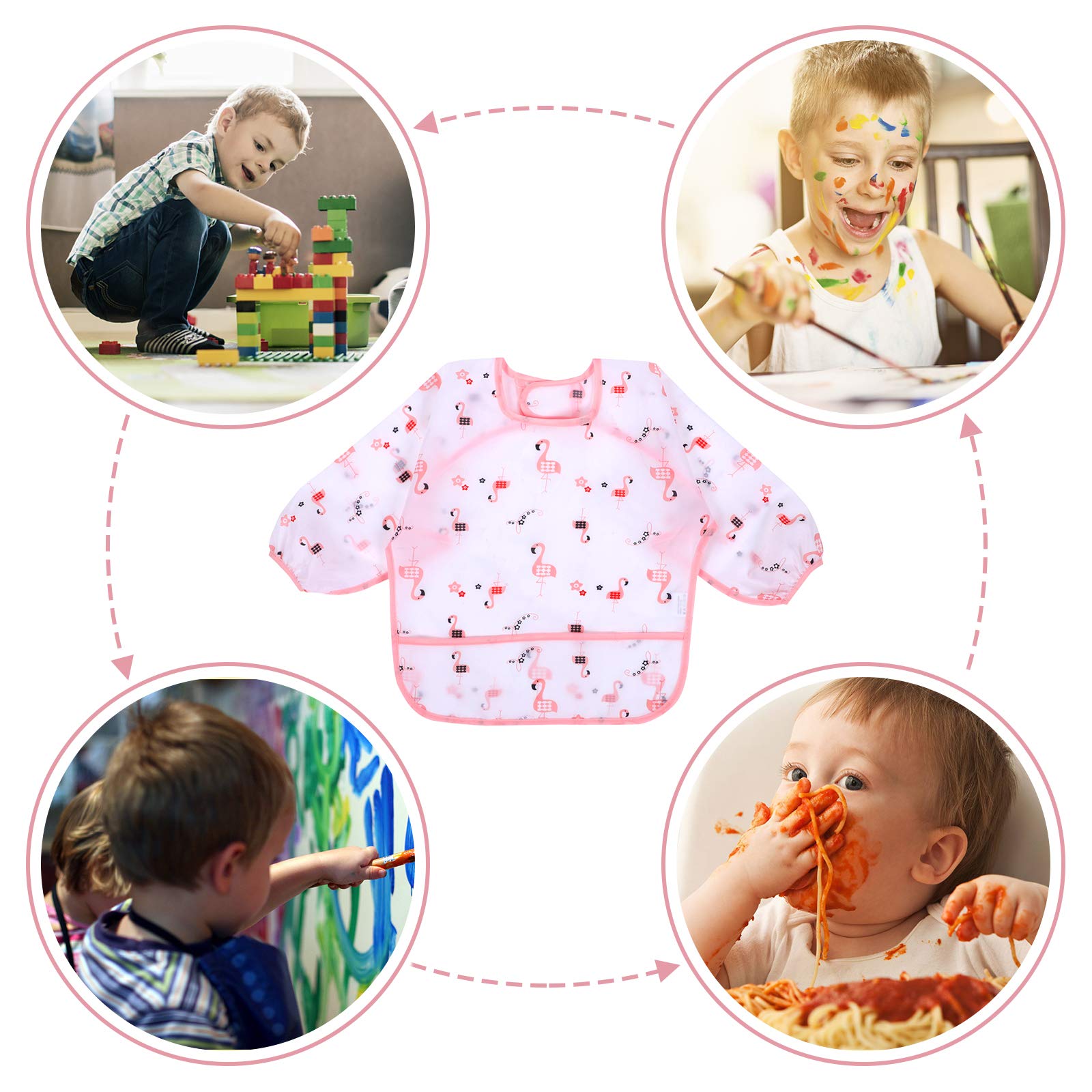 Accmor Waterproof Long Sleeve Baby Bibs - Soft Toddler Feeding Bib for 6-36 Months - Perfect for Messy Meals & Learning to Eat Independently