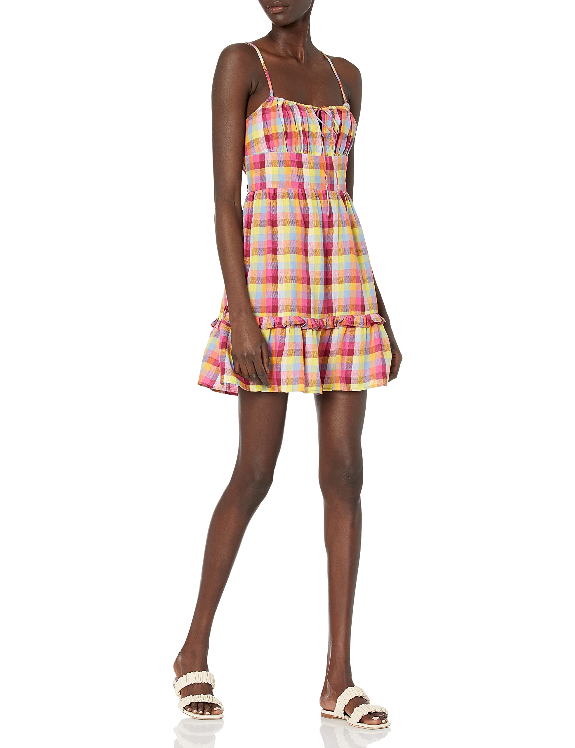 BCBGeneration Women's Square Neck Mini Dress - Flowy Short Sleeve Party Cocktail Dress for Summer, Date Night & Special Occasions