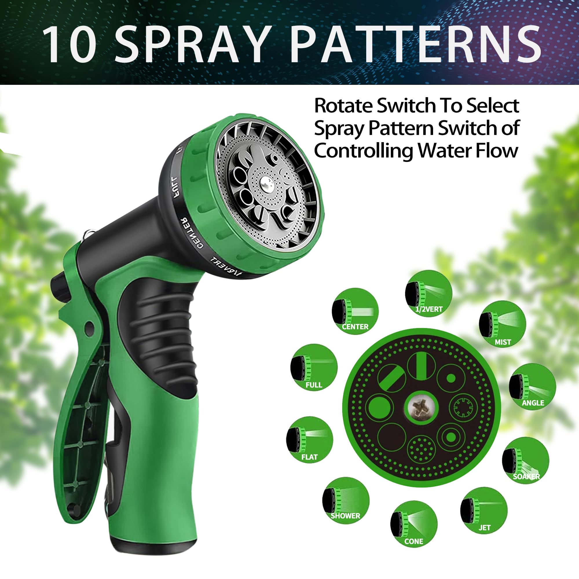 100ft Expandable Garden Hose - Lightweight, Ultra Flexible & Durable Kink-Free Expanding Water Hose for RV, Boat, Camping - Perfect for Outdoor Watering, Car Washing & Pet Cleaning (Green & Black)