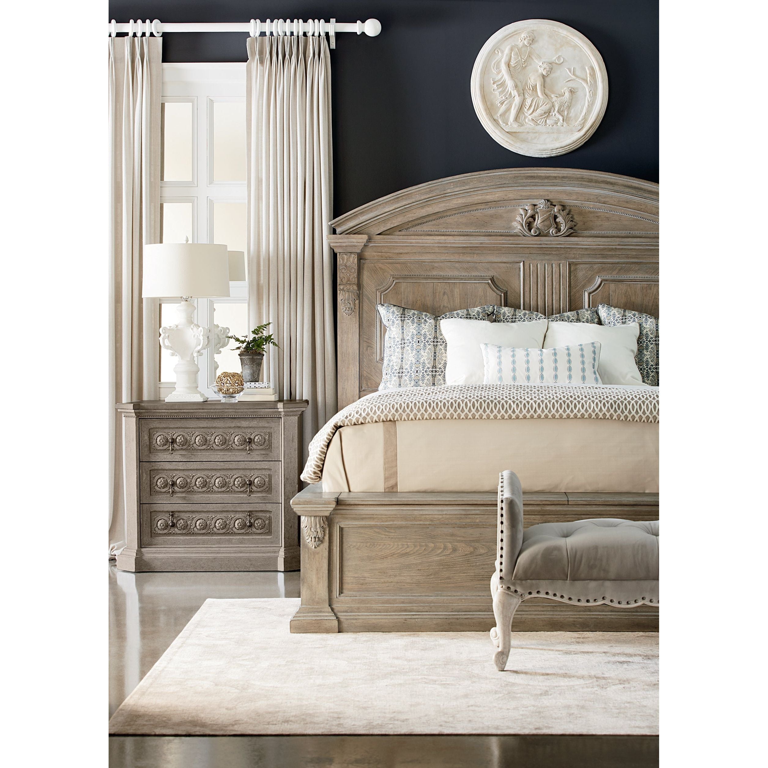 Arch Salvage California King Chambers Panel Bed in Brown & Grey - Perfect for Master Bedroom & Guest Room Decor