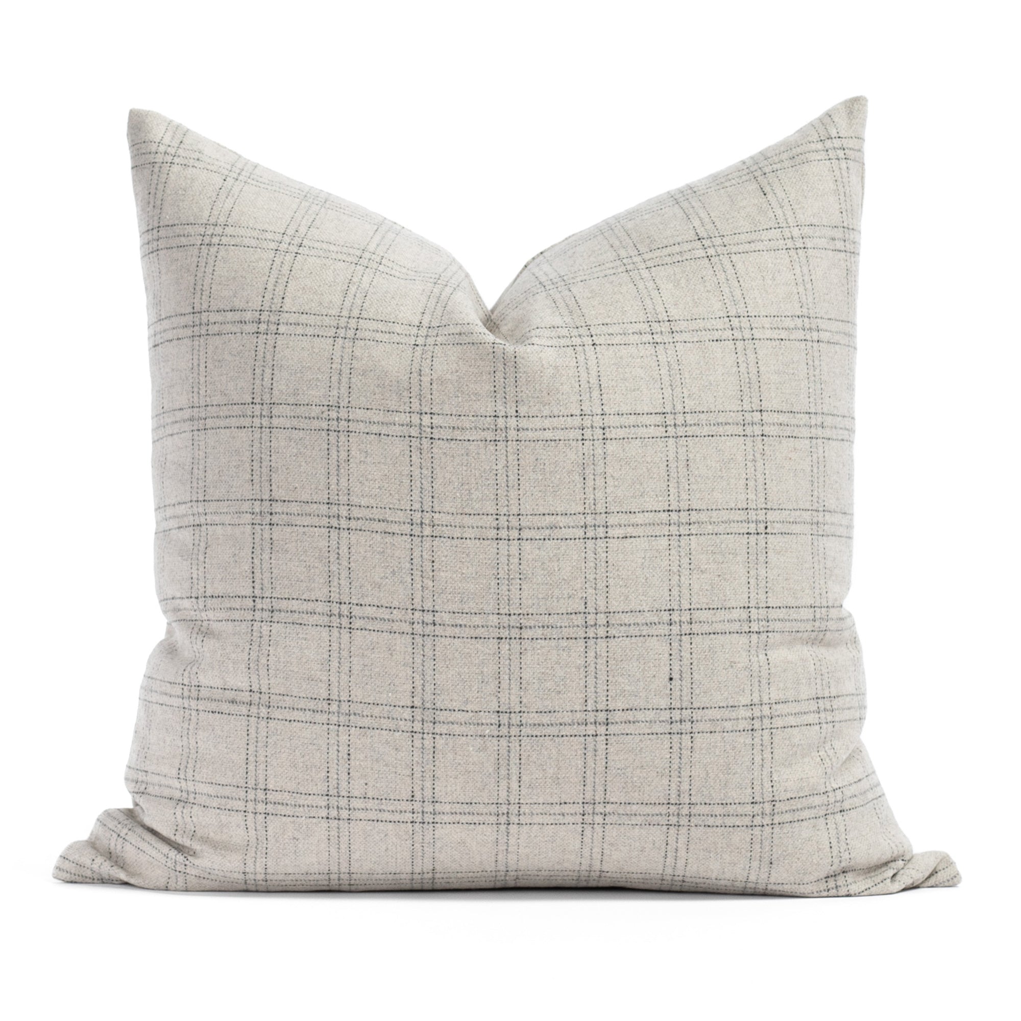 Dorset Plaid 20x20 Decorative Throw Pillow Cover - Light Grey Checkered Cushion for Sofa, Bed & Home Decor