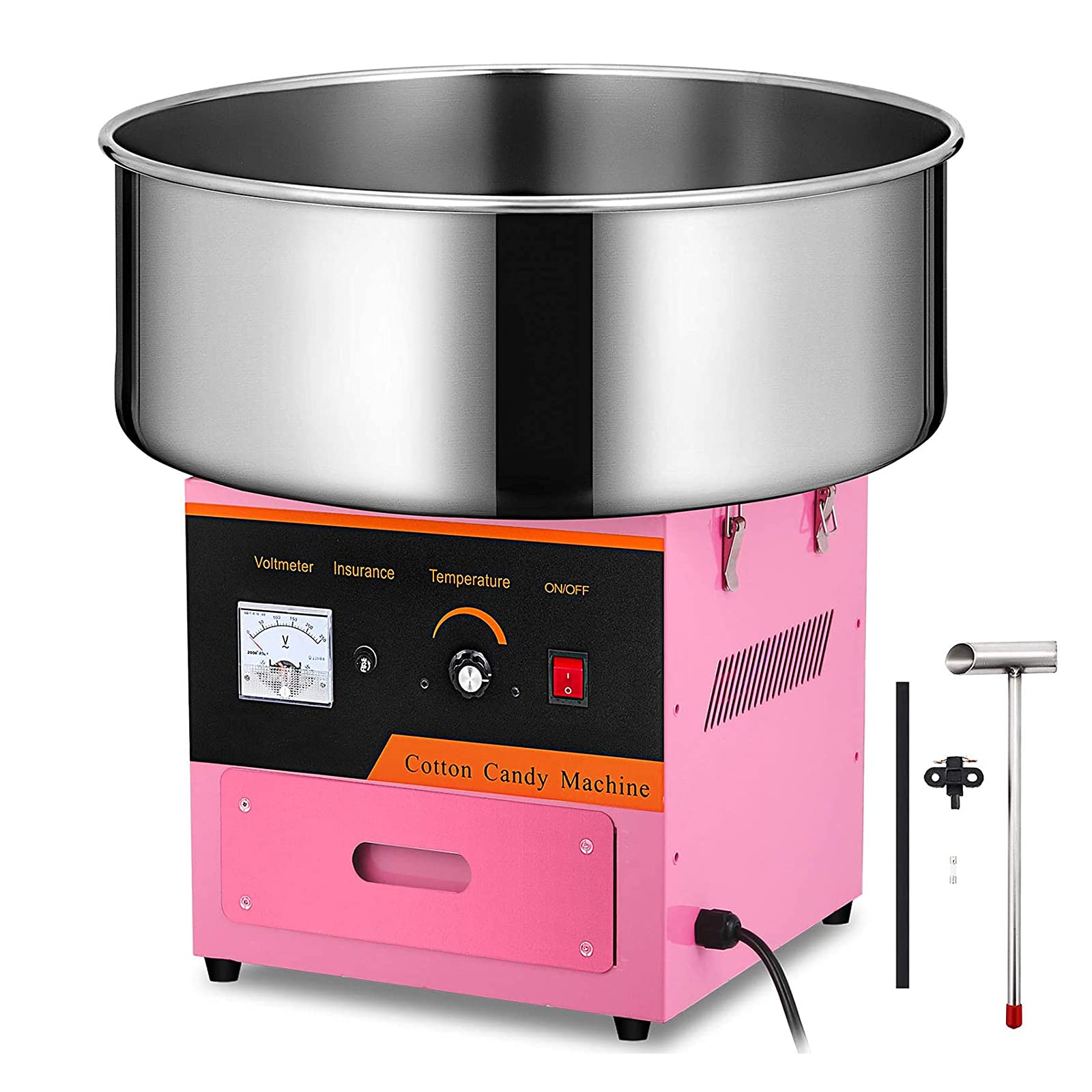 20.5 Inch Commercial Cotton Candy Machine - Stainless Steel Electric Candy Floss Maker for Parties, Carnivals, Fairs & Events - Perfect for Birthday Celebrations, Weddings, and Business Use