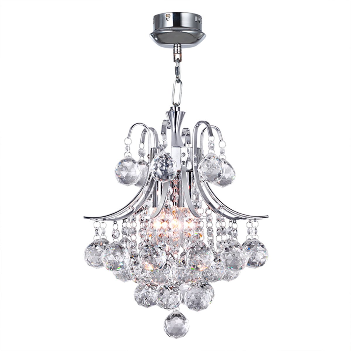 30cm Chrome Finish Mini 3-Light Modern Chandelier for Dining Room - Elegant Lighting for Home Decor, Kitchen Island & Bedroom Ambience