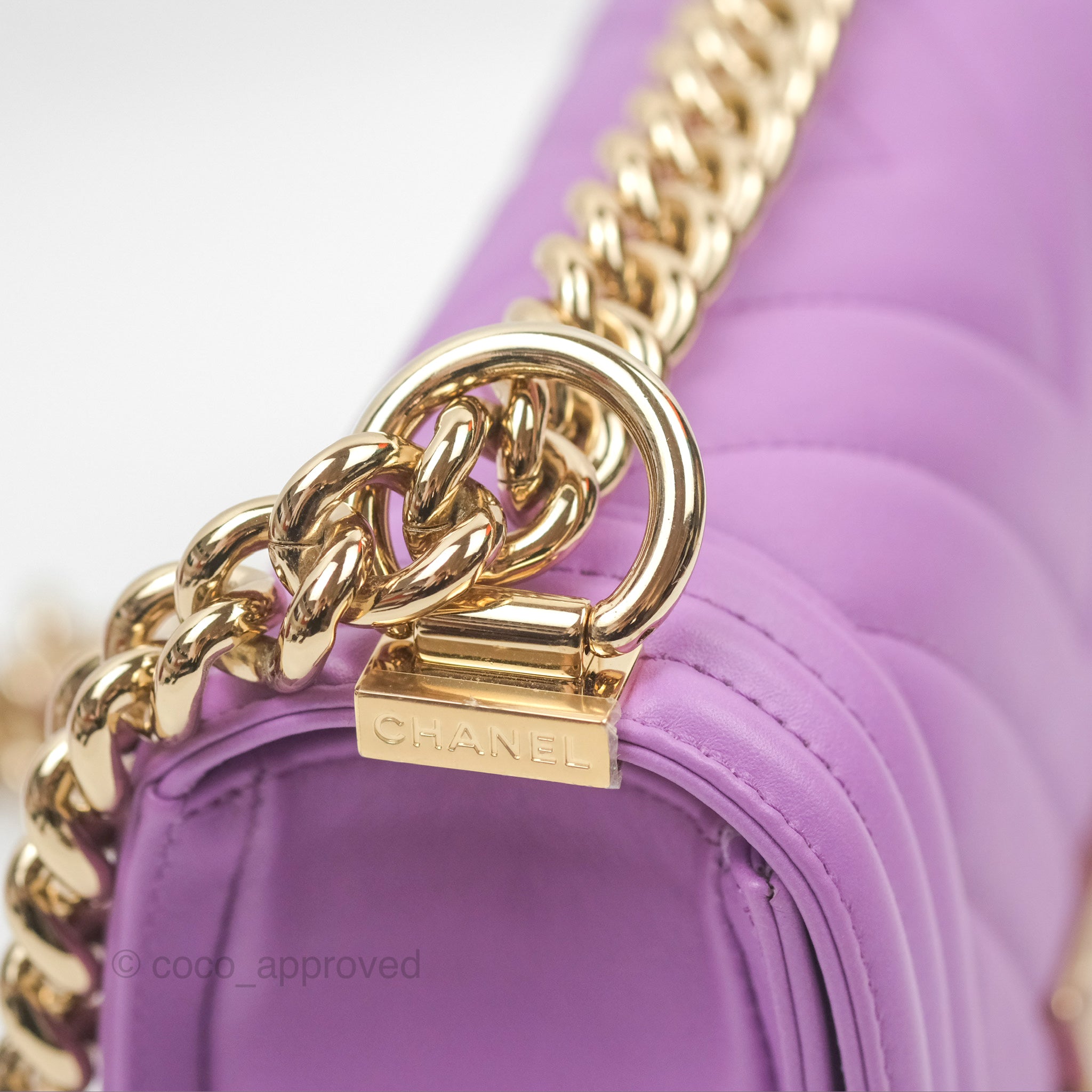 Chanel Chevron Small Boy Bag in Purple Calfskin with Gold Hardware - Luxury Crossbody Purse for Women, Perfect for Evening Events & Date Nights
