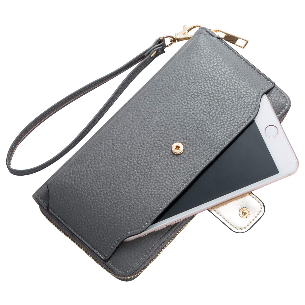 Women's RFID Blocking Wristlet Wallet with Phone Holder - Zip Around Crossbody Handbag for iPhone & Cards - Perfect for Travel, Shopping & Everyday Use