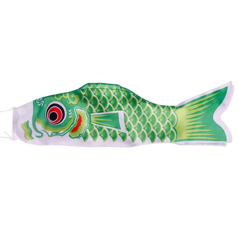 Japanese Carp Streamer Windsock - 70cm Green Koinobori Fish Flag for Outdoor & Indoor Festive Decorations - Perfect for Japanese Festivals, Garden Parties, and Home Decoration