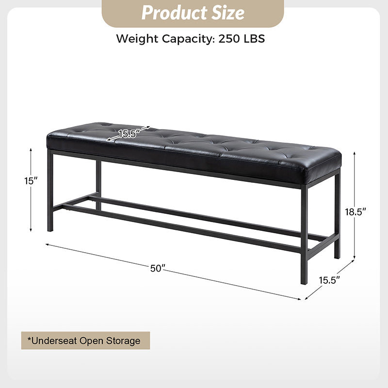 Johannes Upholstered Bench - Stylish Storage Ottoman with Tufted Cushion, Modern Entryway Bench for Bedroom, Living Room & Hallway - Perfect for Seating, Storage & Home Decor