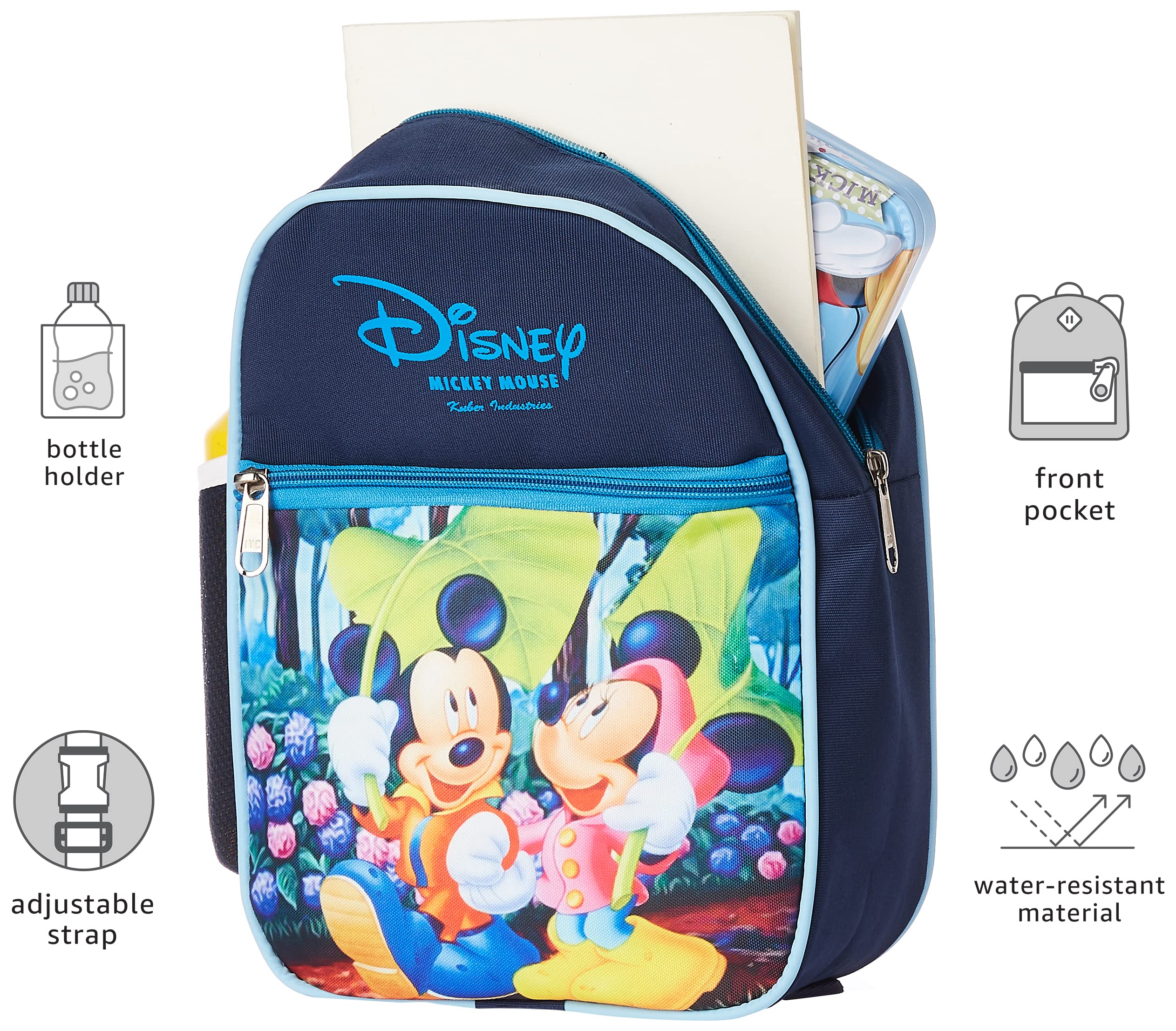 Disney Mickey Mouse & Minnie Mouse Unisex Backpack for Kids - Blue School Bag for Boys & Girls | Lightweight Durable Bookbag for School, Travel & Daily Use