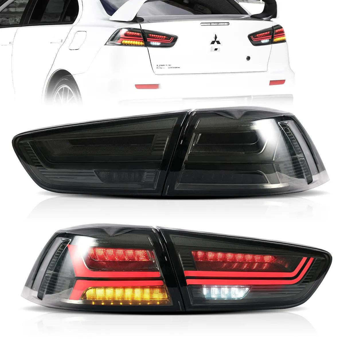 LED Tail Light Assembly with Sequential Turn Signal for 2008-2017 Mitsubishi Lancer & EVO X - Upgrade Your Car's Style & Safety for Night Driving & Custom Look