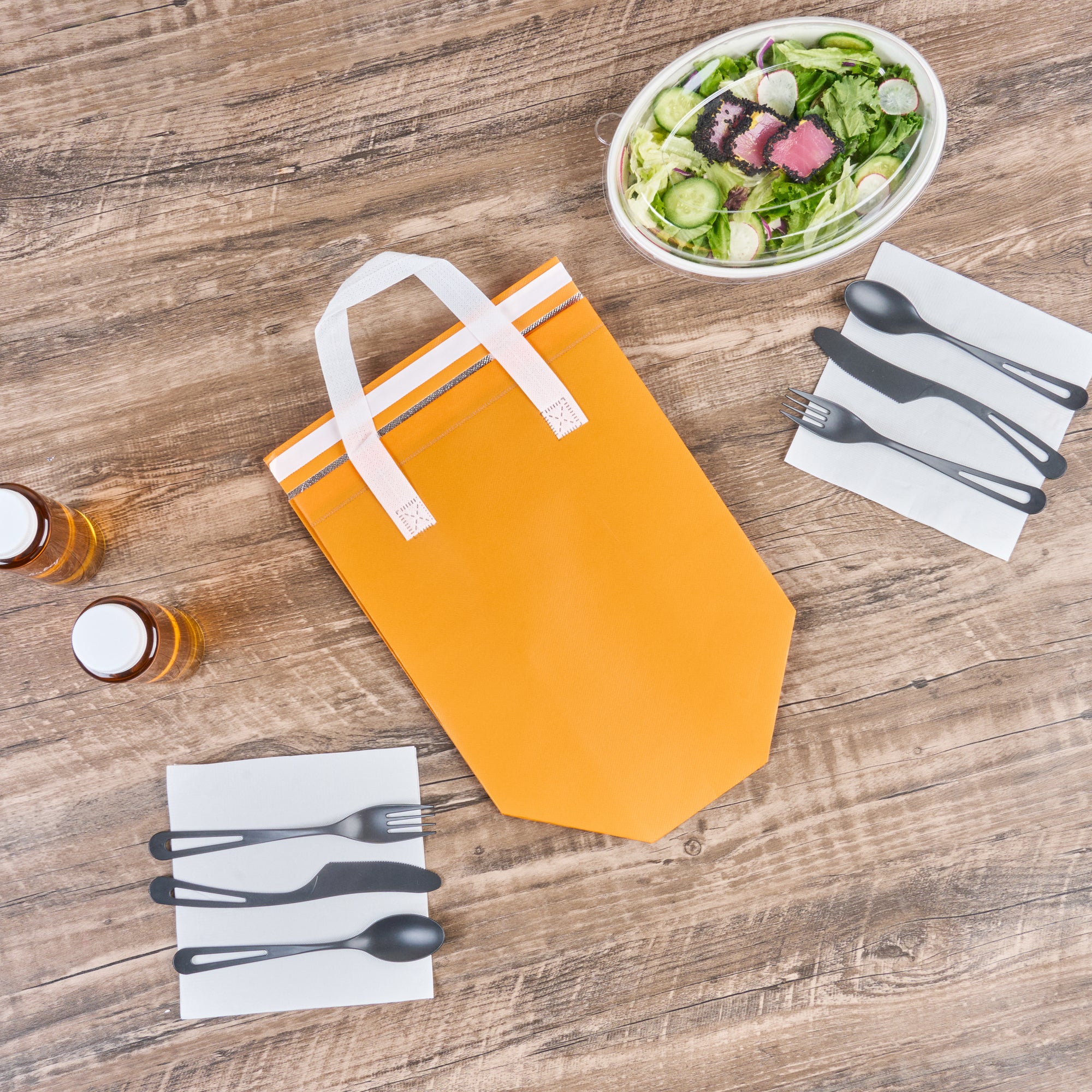 Orange Insulated Tamper-Evident Takeout Bags - 9.5x6x10.25 Inches (100 Count) - Perfect for Food Delivery, Catering & Restaurant To-Go Orders