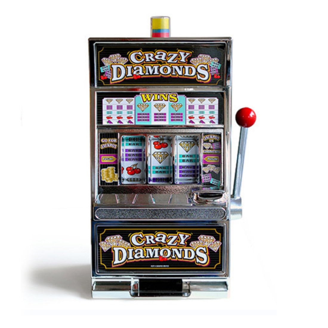 Mini Slot Machine Toy - Casino Coin Bank with Flashing Lights & Jackpot Sound Effects - Diamond Edition TUZ001916L67 | Fun Casino-Themed Gift for Adults & Kids, Perfect for Game Rooms, Parties & Collectors