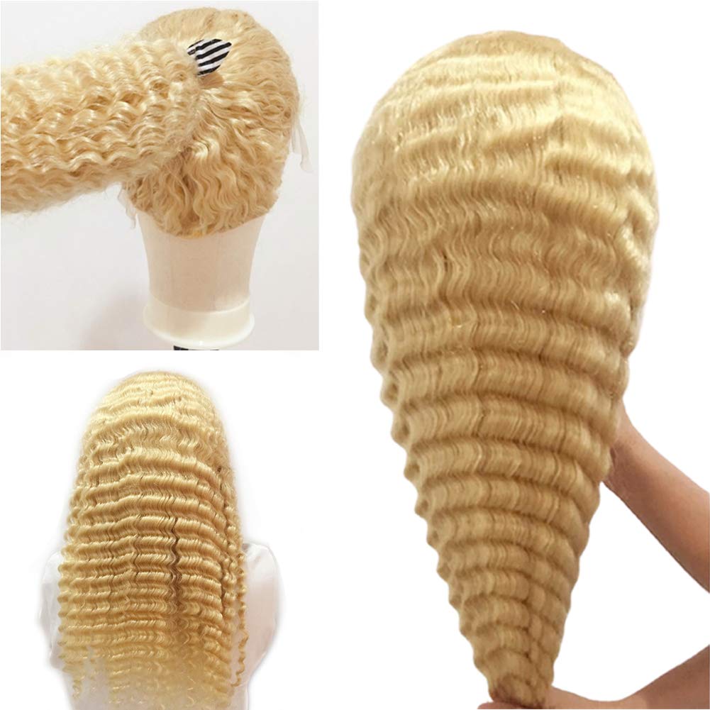 Premium 9A Grade 613 Blonde Human Hair Wigs - 14 Inch Wavy/Curly 150% Density Lace Front Wig with Bleached Knots & 13x4 Middle Part | Perfect for Daily Wear, Cosplay, and Special Occasions