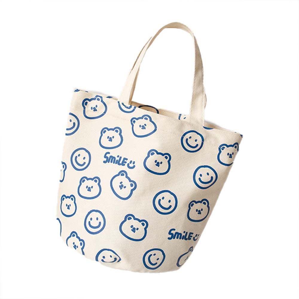 Cute Kawaii Bear Canvas Tote Bag - Mini Shoulder Bag for Women & Girls | Y2K Aesthetic Small Grocery Shopping Bag | Perfect for School, Beach, Travel & Fairy Grunge Outfits