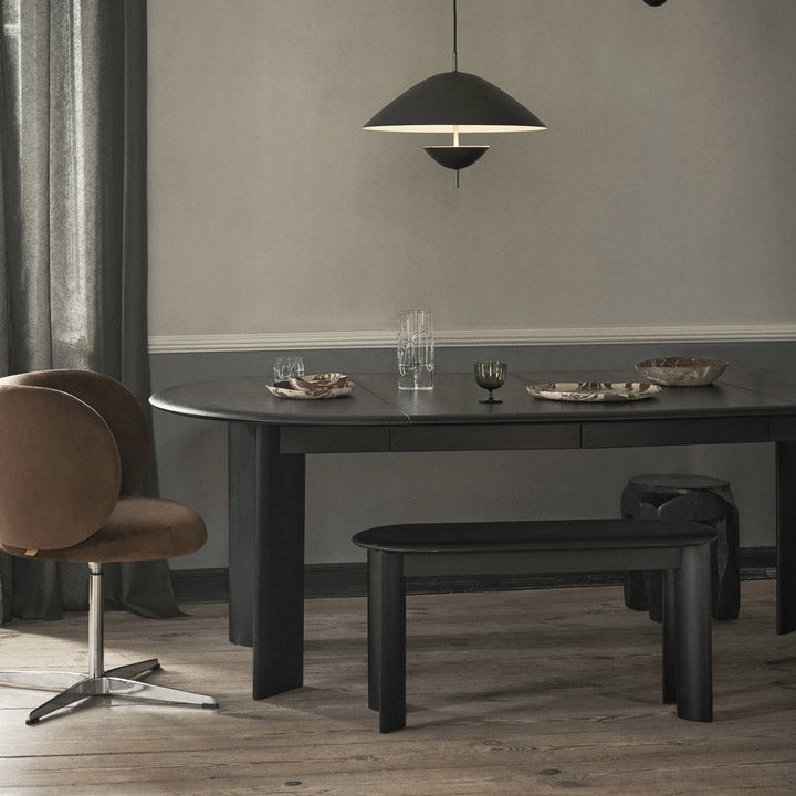 Black Oiled Oak Bevel Bench - Modern Wooden Entryway Bench with Angled Legs for Hallway, Living Room & Bedroom Decor