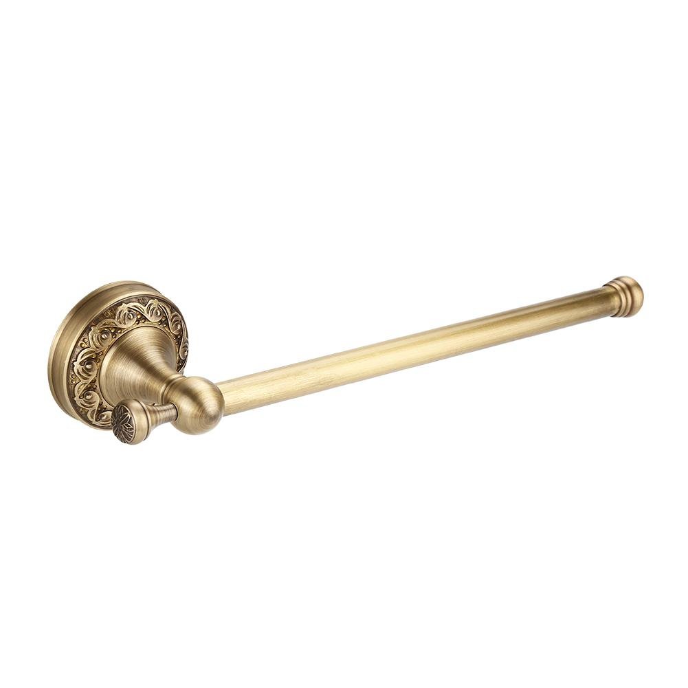 Antique Brass Wall Mounted Towel Rack - Single Pole Bathroom Towel Holder with Shelf for Clothes & Accessories | Perfect for Bathroom, Kitchen, Laundry Room & Spa Decor