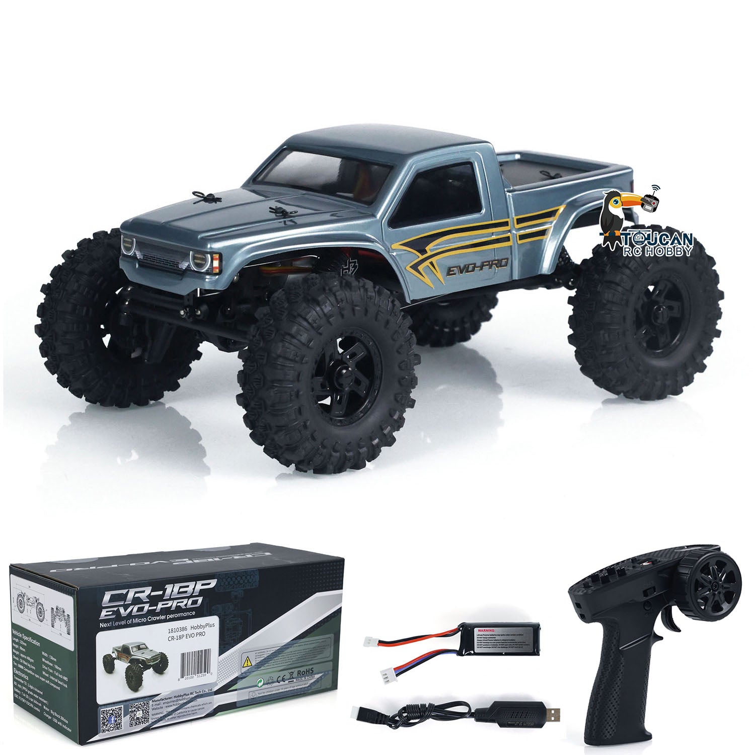 1/18 Hobby Plus CR18P Fighter RC Rock Crawler - 4WD Electric Off-Road Remote Control Car - Ready to Run Mini RC Truck for Adults & Kids - Perfect for Trail Crawling, Backyard Adventures & Hobby Racing