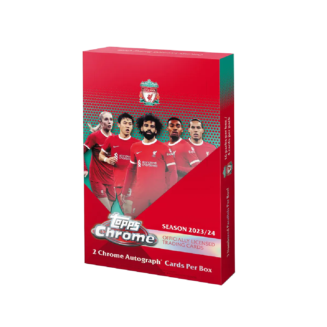 Liverpool FC 2023-2024 Topps Chrome Hobby Box - Collectible Soccer Trading Cards for Fans & Collectors - Perfect for Gifts, Display & Trading