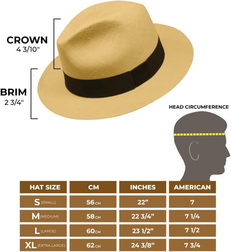 Gamboa Original Panama Hat for Men & Women - UPF 50+ UV Protection Fedora Straw Summer Hat for Beach, Travel & Outdoor Activities