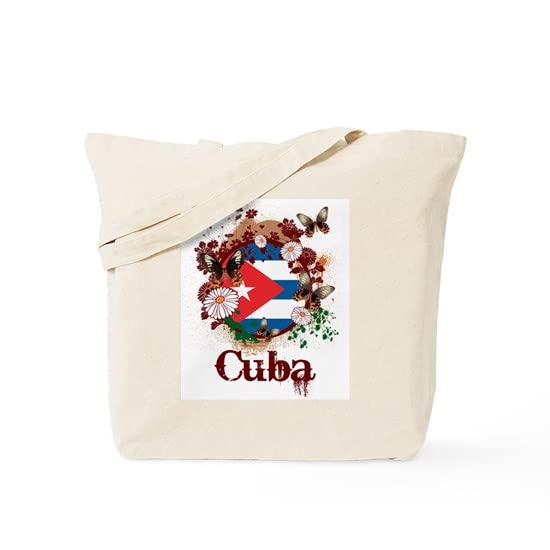 Butterfly Cuba Tote Bag - Natural Canvas Reusable Shopping Bag for Groceries, Beach & Everyday Use